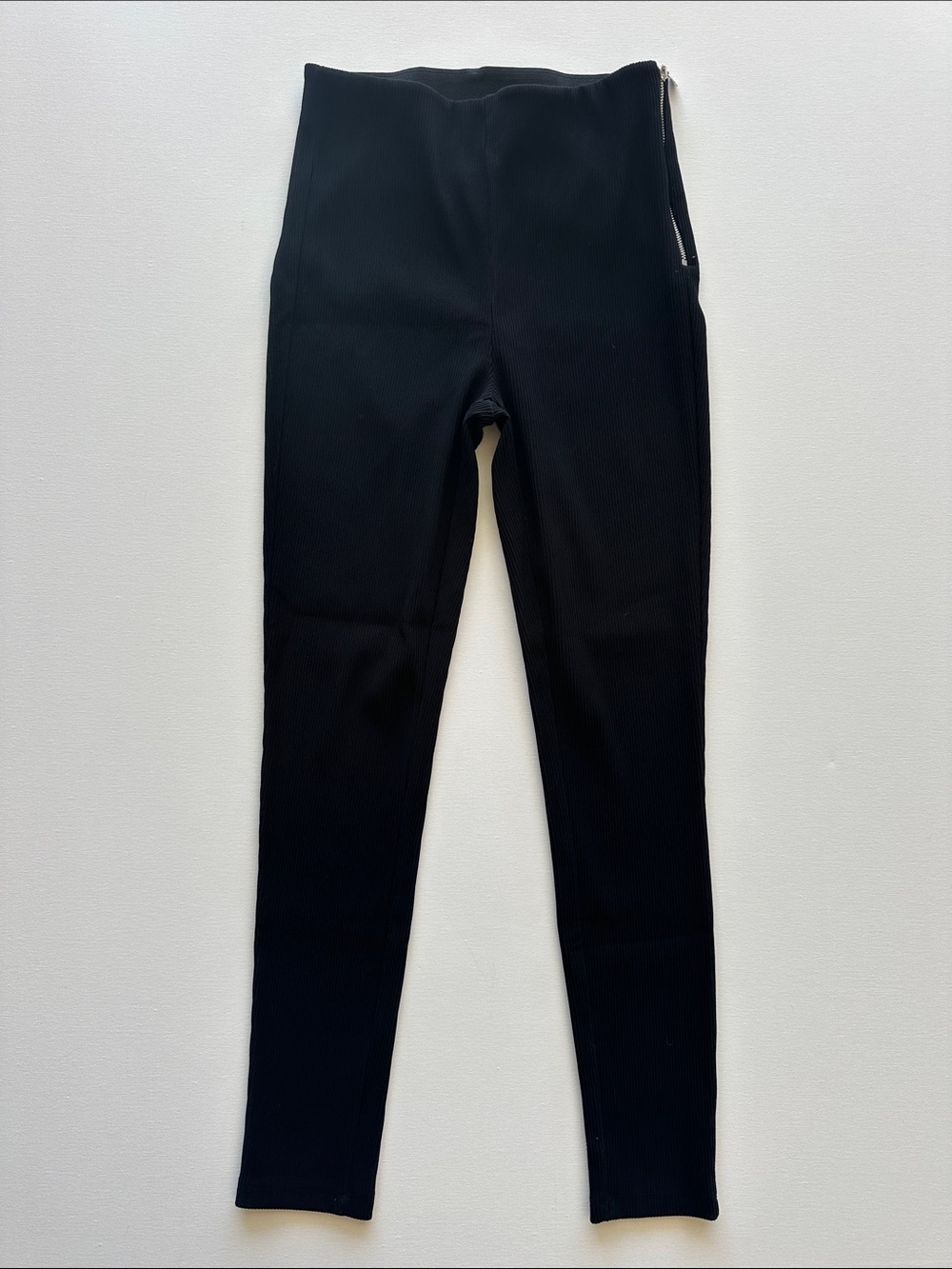 Zara Black High-Waist Skinny Pants with Side Zip